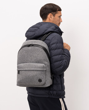 Moncler Gray Carlo backpack with wool L209A5A00001N0574