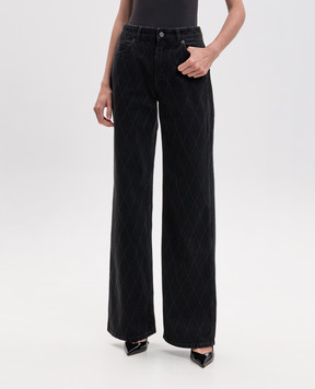 Balmain Black jeans with geometric stitching HF1MI052DG13