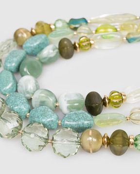 Dolman Bijoux Green layered necklace with cabochons 75051