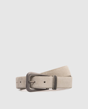 Brunello Cucinelli Gray suede belt with monil chain M0DELC34C