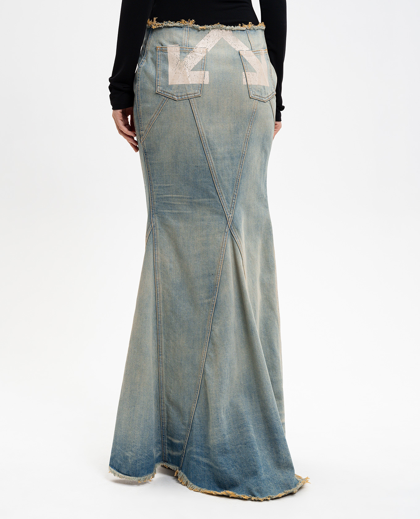 

Blue maxi skirt with frayed effect Off-White, Light blue