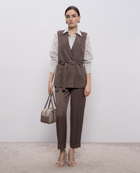 Peserico Brown double-breasted vest with linen A03028A01926