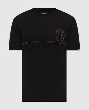 Stefano Ricci Black T-shirt with textured logo MNH6105120803