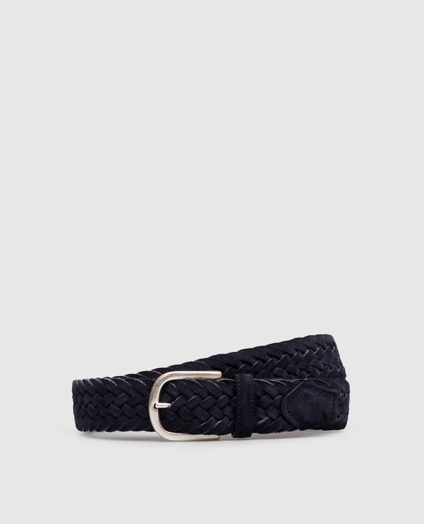 Blue suede braided belt