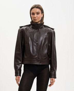 Babe Pay Pls Brown leather jacket with accent shoulders 2407ИЗМLUCAS
