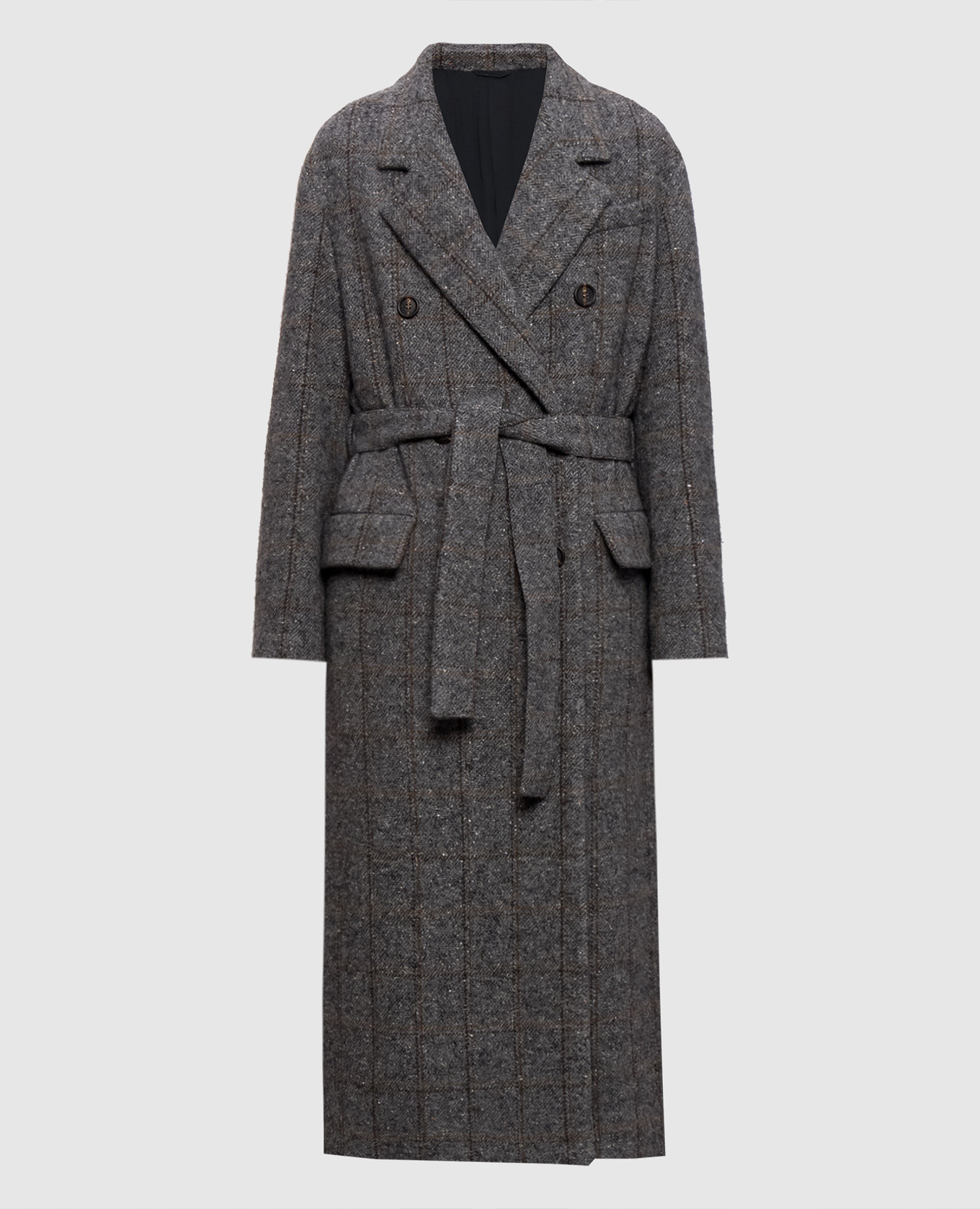 Gray checkered coat Brunello Cucinelli