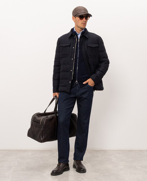 Stefano Ricci Blue wool and cashmere down quilted jacket MDJ63002205803