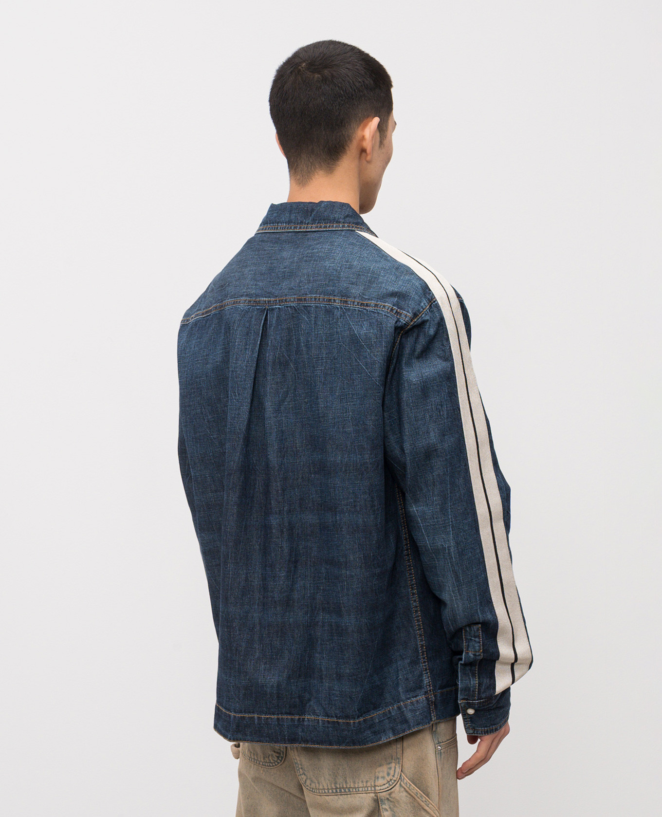 Blue denim shirt with monogram logo Palm Angels 4