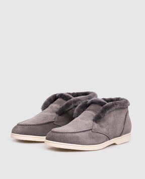 Doucal's Gray suede deserts on fur with a monil chain DD8919JOANUM252