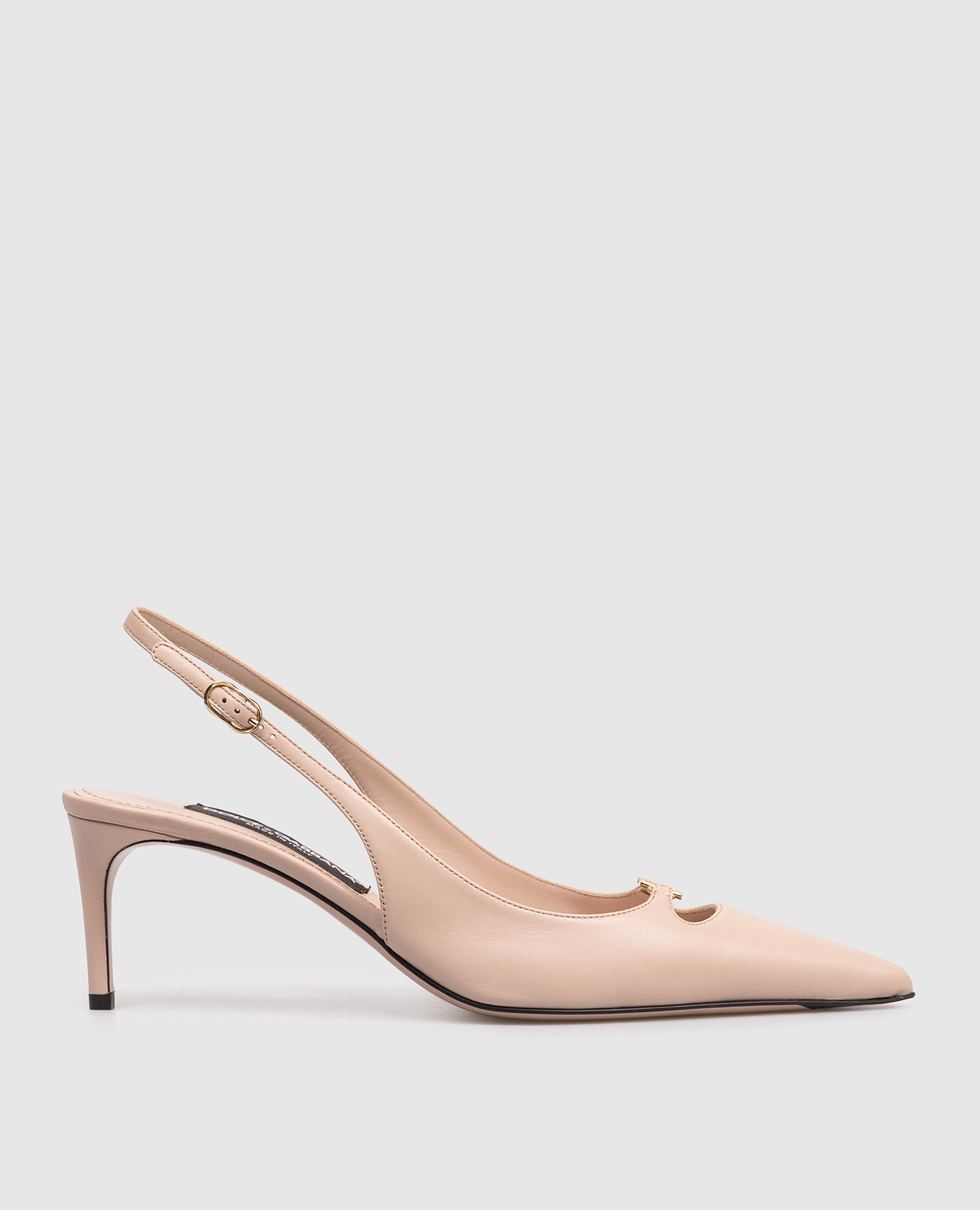Beige leather slingbacks with monogram