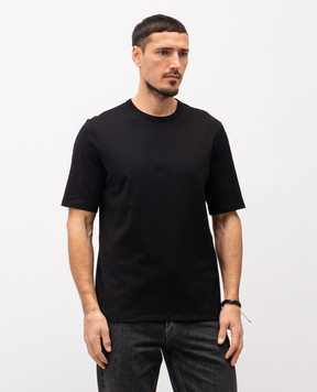 Saint Laurent Black T-shirt with tonal logo embroidery 857461Y37XE