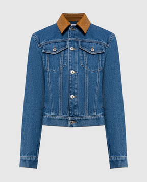 Bottega Veneta Blue denim jacket with leather collar 863107V69P0