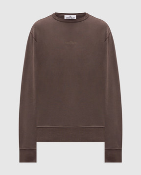 Stone Island Brown sweatshirt with logo print L2S156100037S0E20