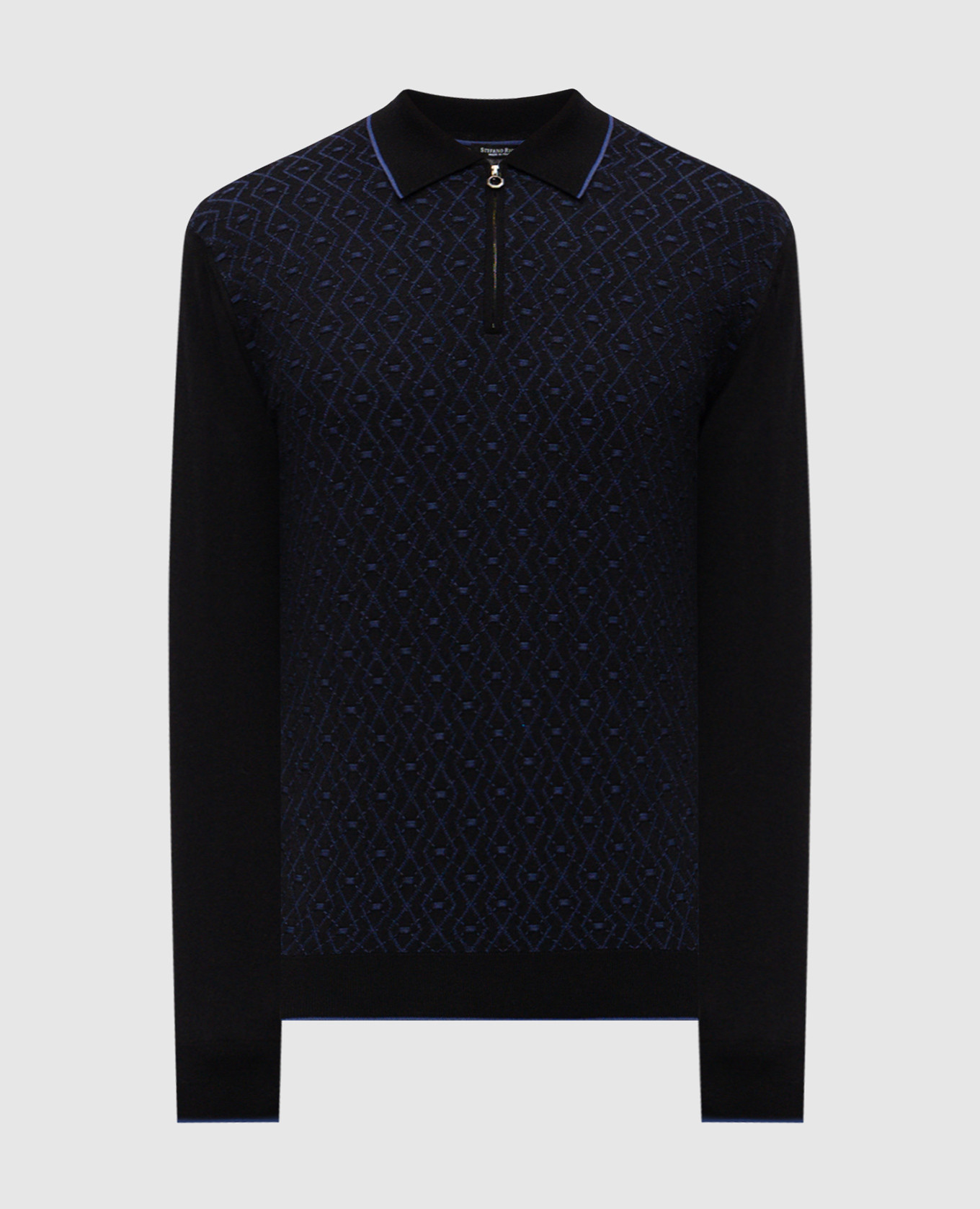 

Black wool and silk patterned polo shirt Stefano Ricci