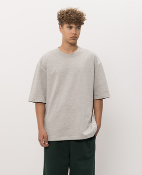 Ami Paris Grey melange T-shirt with logo patch UTS406JE0239