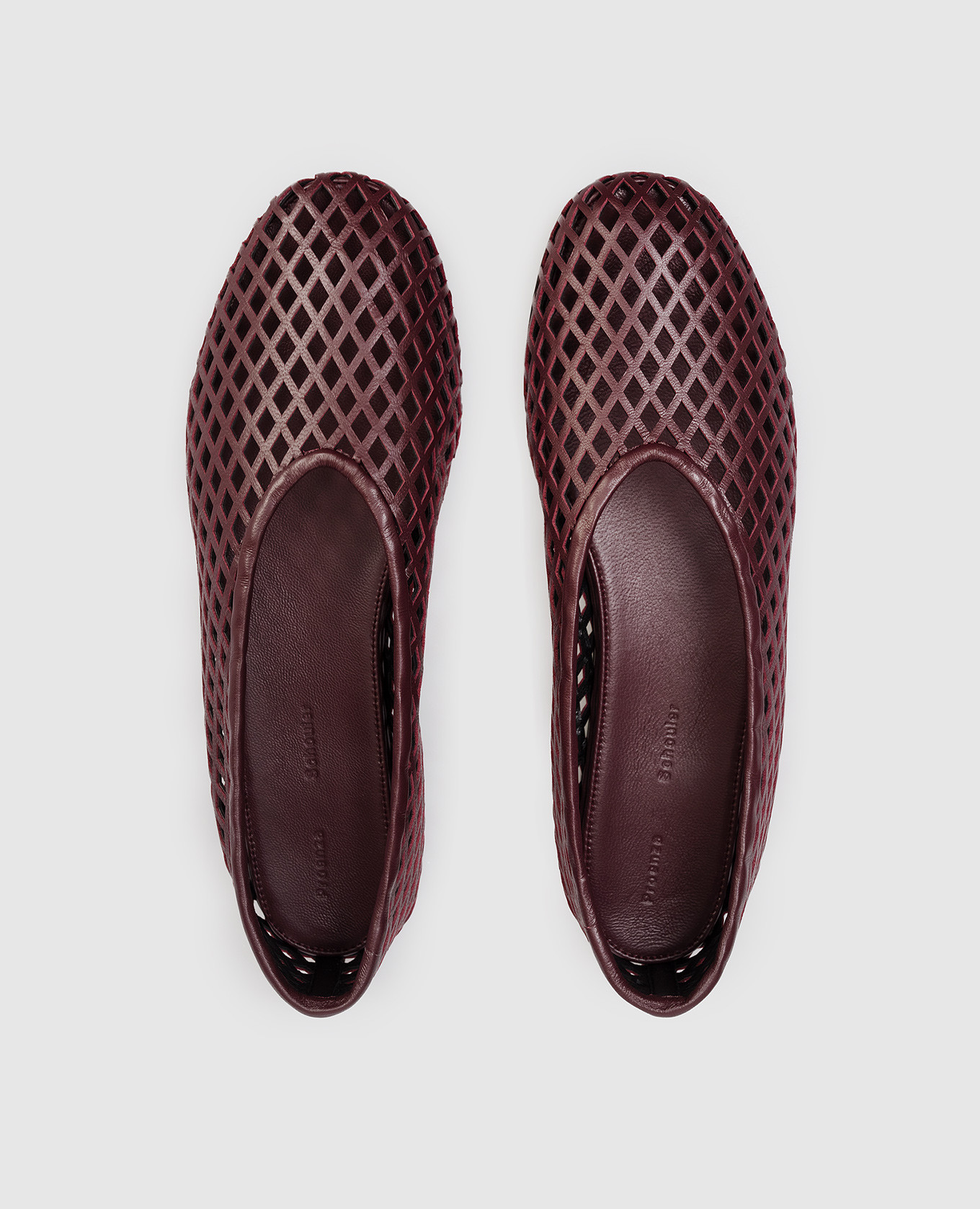 Burgundy leather Tee ballet flats with perforations PROENZA SCHOULER 4