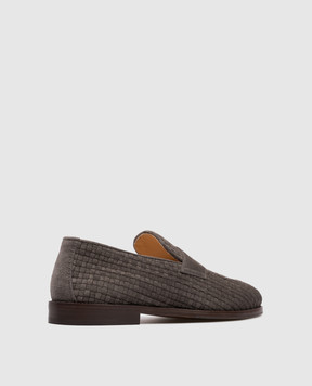 Brunello Cucinelli Grey suede loafers with weaving MPUIHCB799