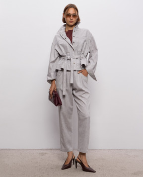 Brunello Cucinelli Burgundy cashmere and silk t-shirt with lapels M41810000P