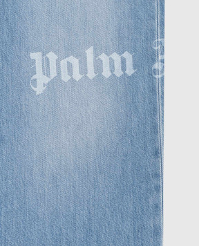 Palm Angels Children's blue jeans with a worn effect PBYB009S26DEN001