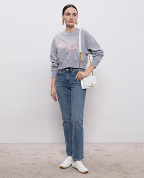 Balmain Grey cropped sweatshirt with logo GF1JO080BD43