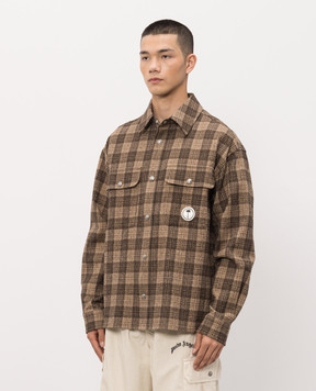 Palm Angels Brown checkered shirt PMES024S26FAB002