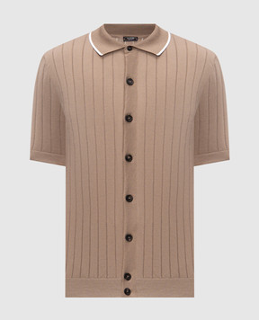 Peserico Brown ribbed shirt with short sleeves R59521F189173R
