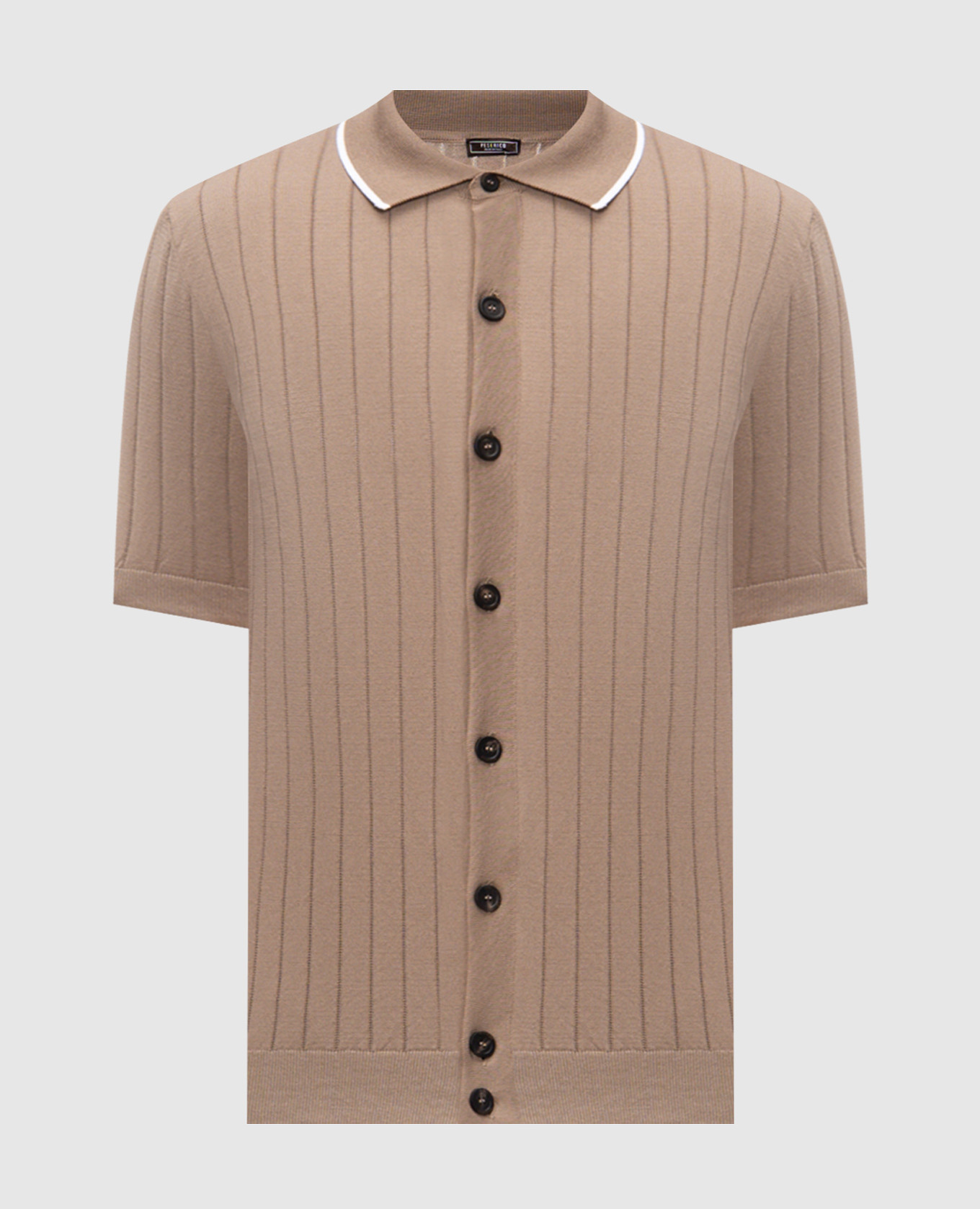 Brown ribbed shirt with short sleeves
