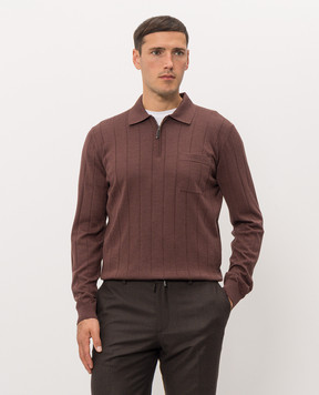 Stefano Ricci Brown wool and silk polo shirt K808106P32F26372