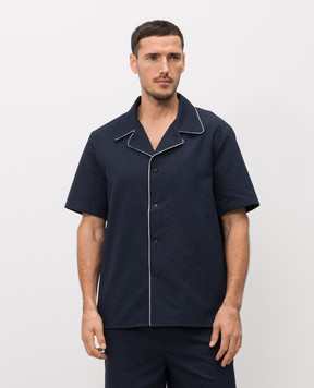 Balmain Blue shirt with branded pattern GH1HN138CG50