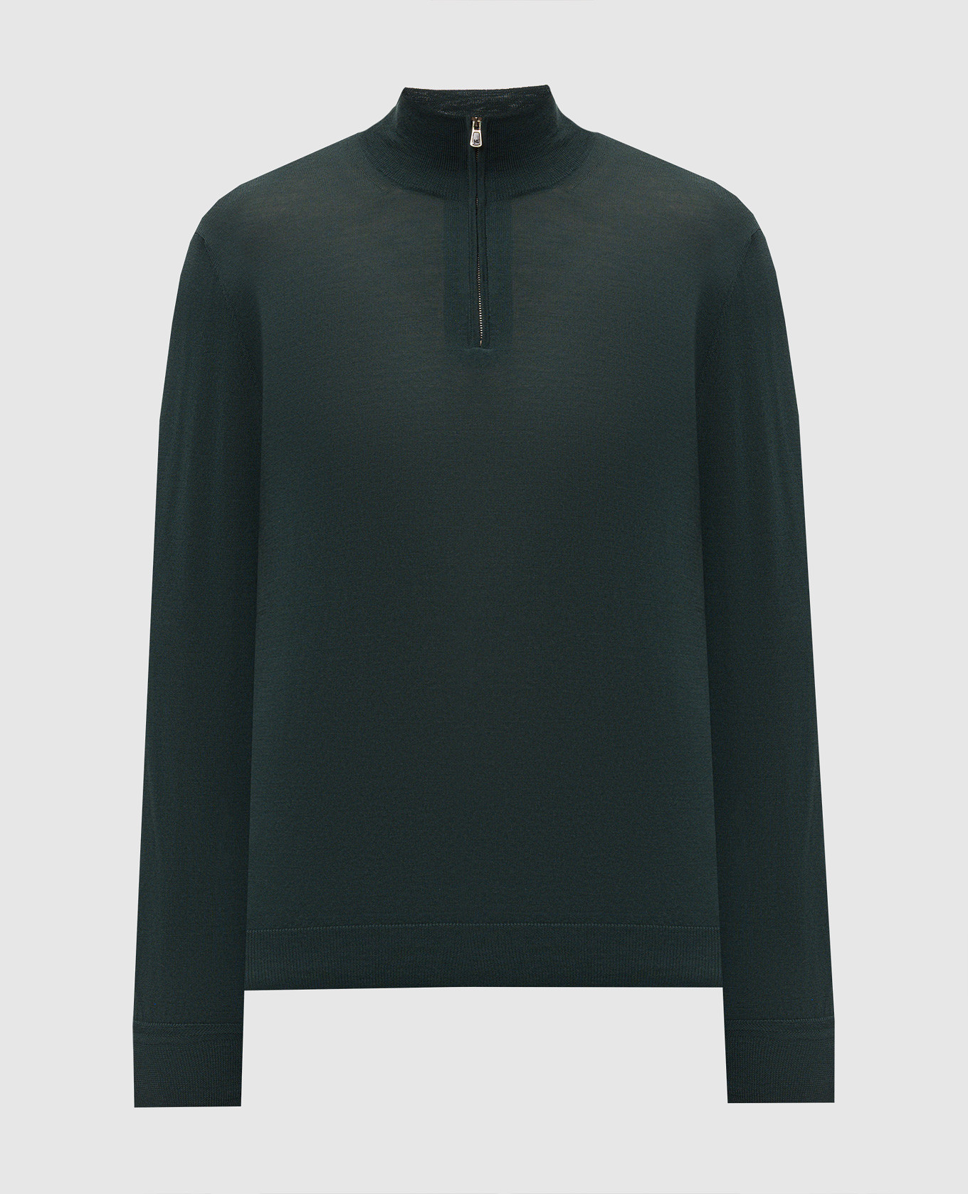Green wool jumper with zipper