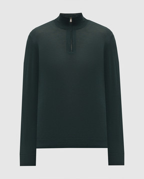 ISAIA Green wool jumper with zipper MG8018YP005