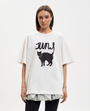 Juun.j White T-shirt WITH THE CAT JW6342W050