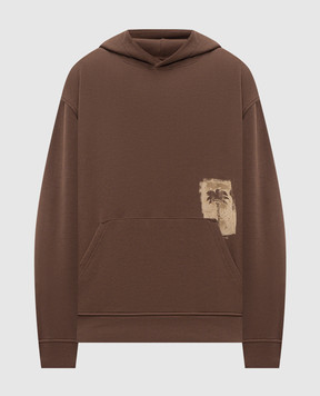 Palm Angels Brown hoodie with logo print PAMBB003FL006