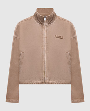 AMIRI Beige denim jacket with logo patch AWOUJA1037