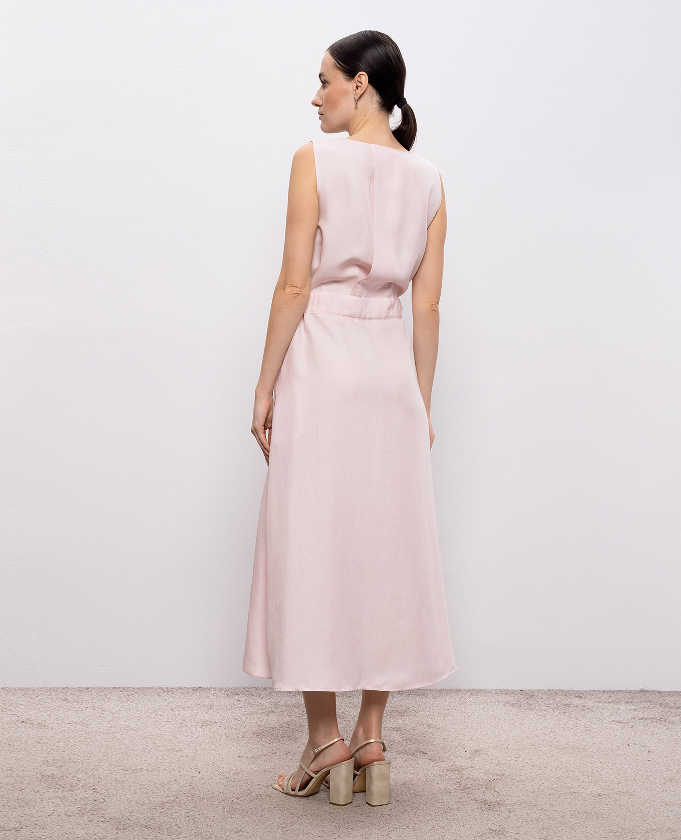 

Pink midi dress with linen Woolrich