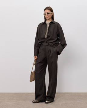 Brunello Cucinelli Brown wool pants with monil chain MP550P9026