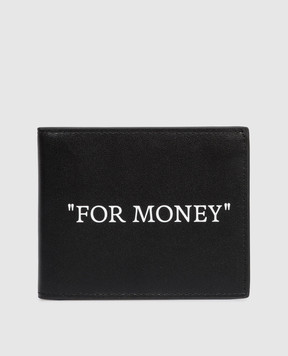 Off-White Black leather wallet with For Money print OMNC074C99LEA001