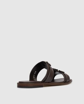 Doucal's Brown leather flip-flops DD8771MARNUF073