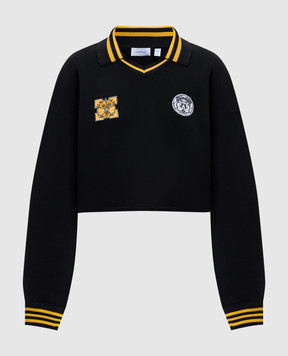 Off-White Black polo sweatshirt with stripes 2BA07BS26FLE002