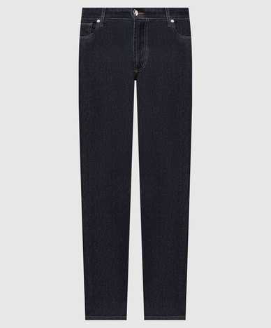 Blue jeans with logo patch