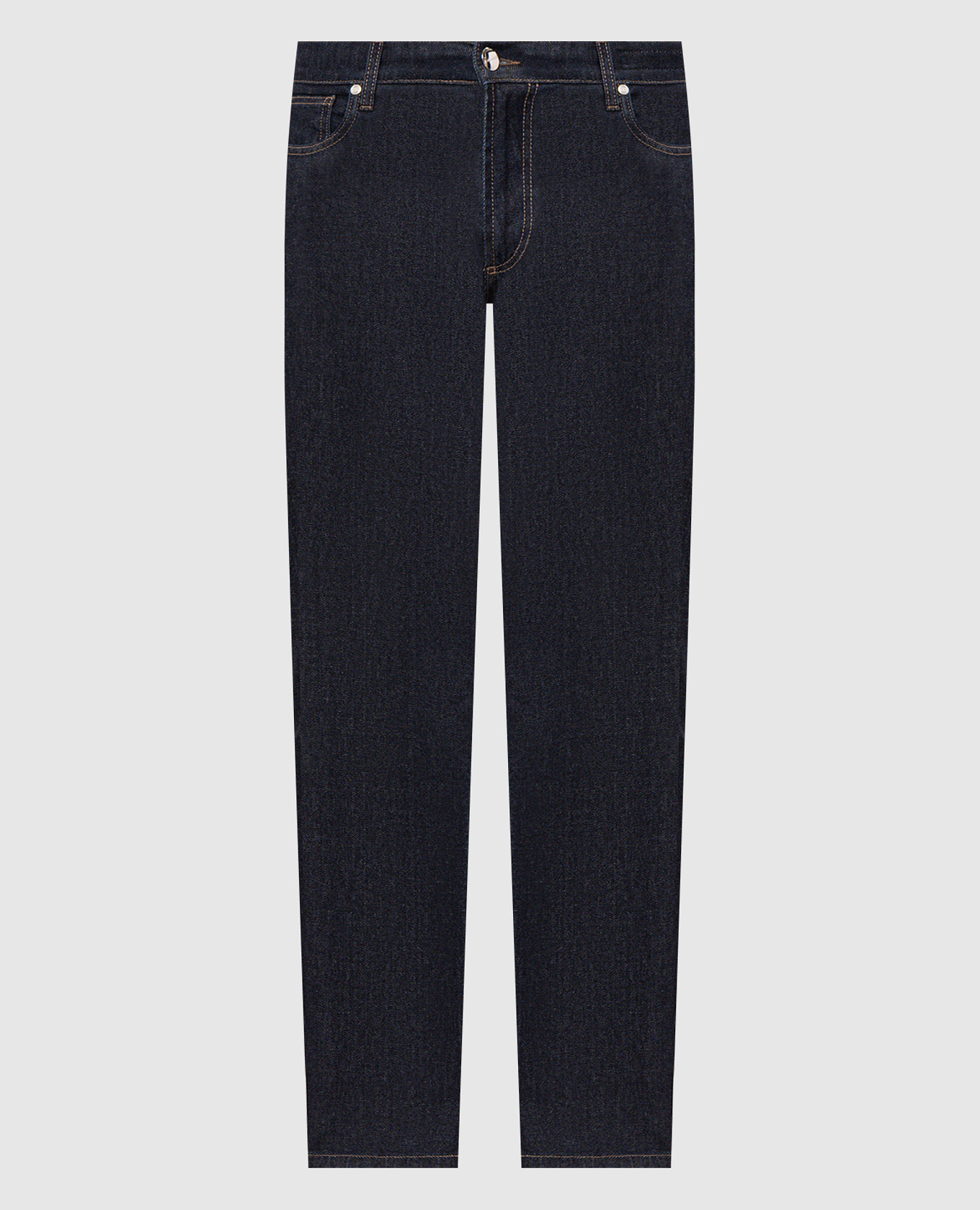 Blue jeans with logo patch