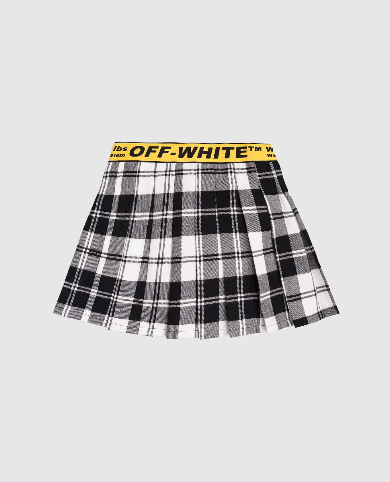 Children's gray pleated checkered skirt