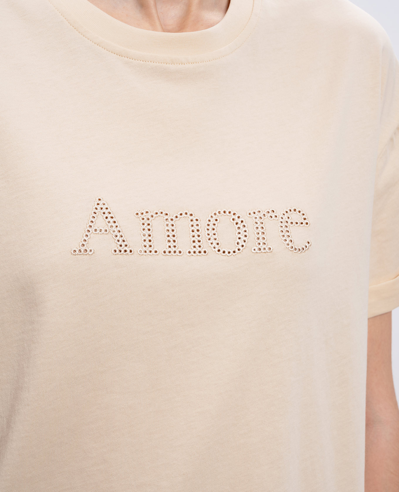 Beige T-shirt with embroidery Twinset 5