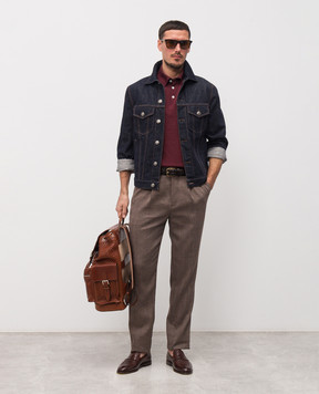 Brunello Cucinelli Burgundy polo with silk MNB805405