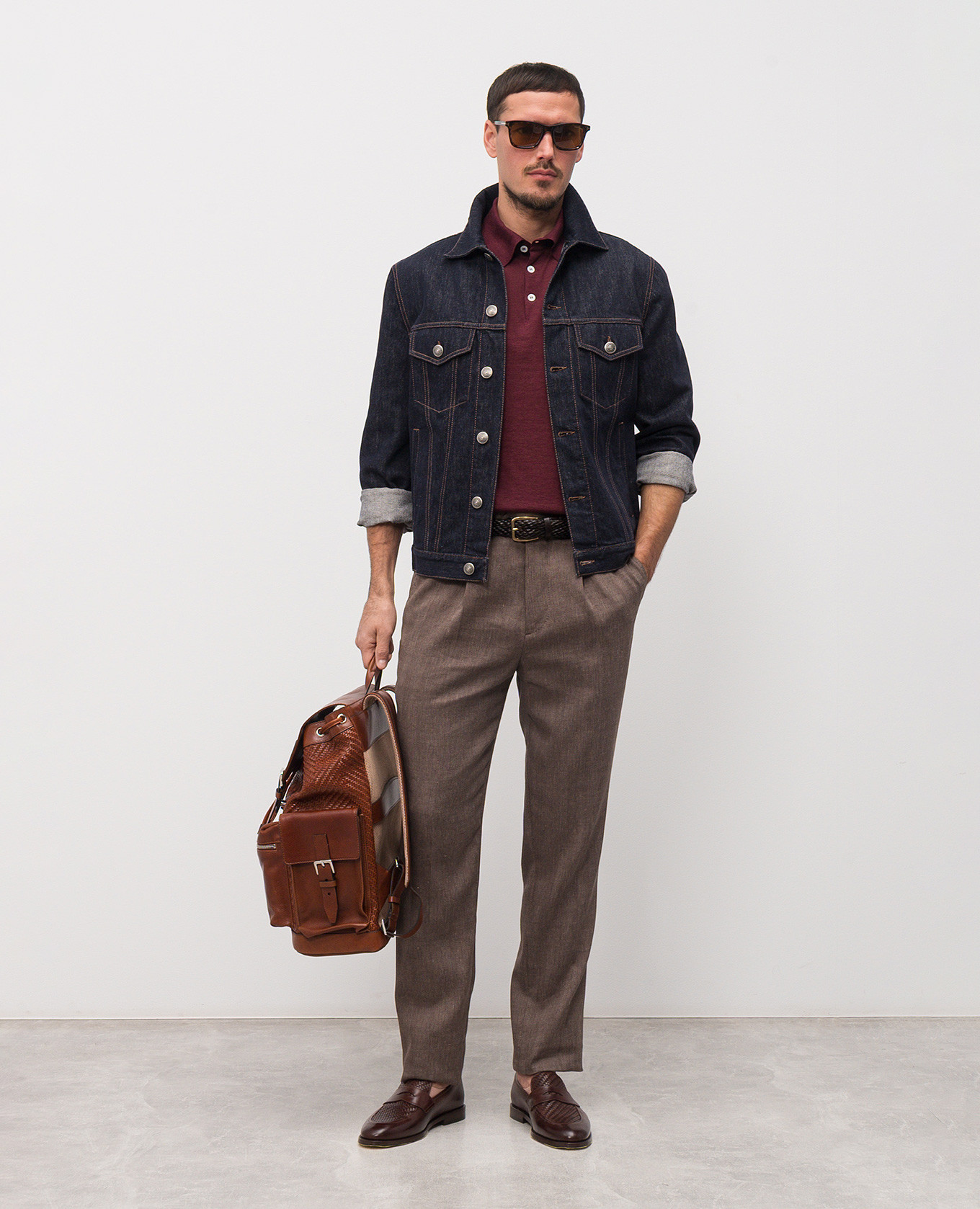 

Burgundy polo with silk Brunello Cucinelli