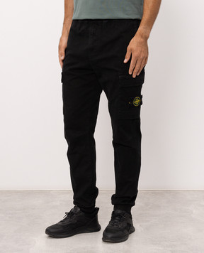 Stone Island Black joggers with logo patch L2S153100033S00L1