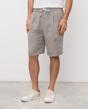 Brunello Cucinelli Khaki linen shorts M243DU0020
