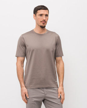 Enrico Mandelli Brown T-shirt with logo patch 3K052A5677