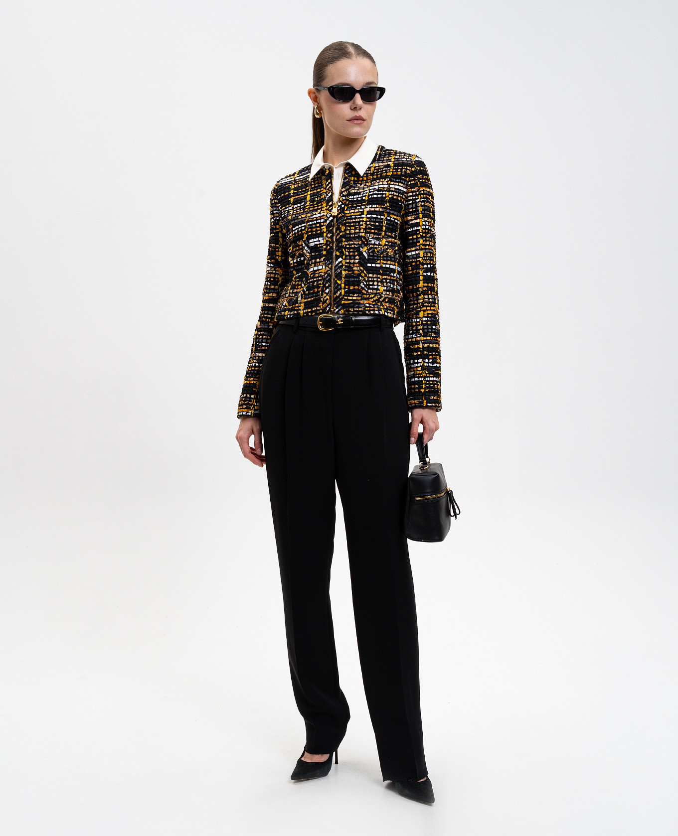 Black tweed jacket with wool Versace 2