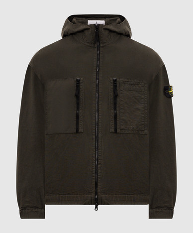 Khaki jacket with logo patch